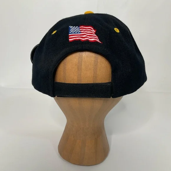 USA Men’s Embroidered American Flag Eagle Black Adjustable Closure Baseball Cap - Picture 8 of 14